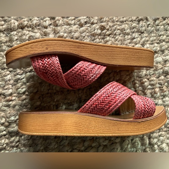 MILA PAOLI coral red slide sandals, Sz 8 - Picture 3 of 5